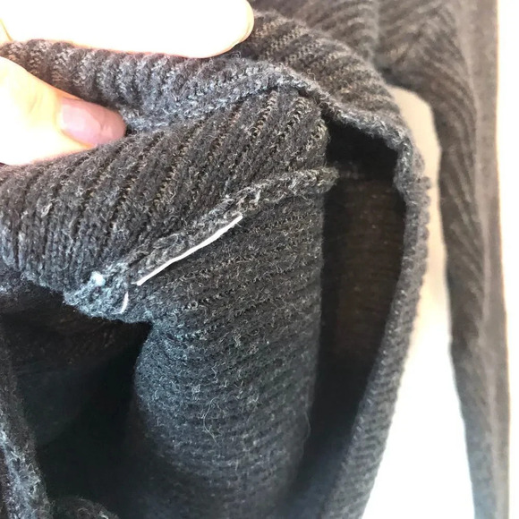 Lucky Brand | Gray Tie Front Ribbed Sweater - Picture 4 of 5